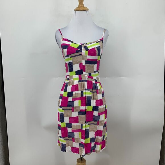 Splendid Geo Pattern Cami Dress Womens XS Extra Small Lined Adjustable Straps - Picture 2 of 16